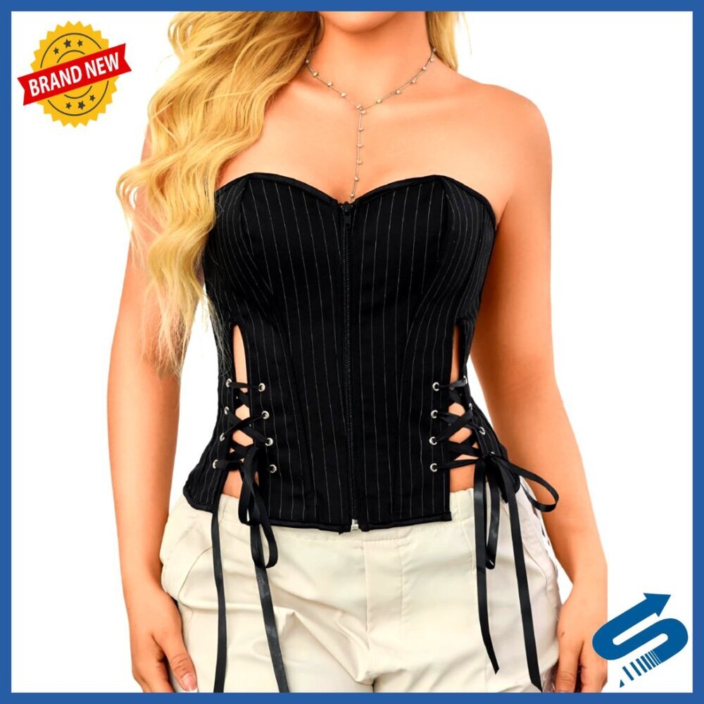 Strapless Zip-Up Corset Top, Renaissance Festival, Hourglass Silhouette, Size 6